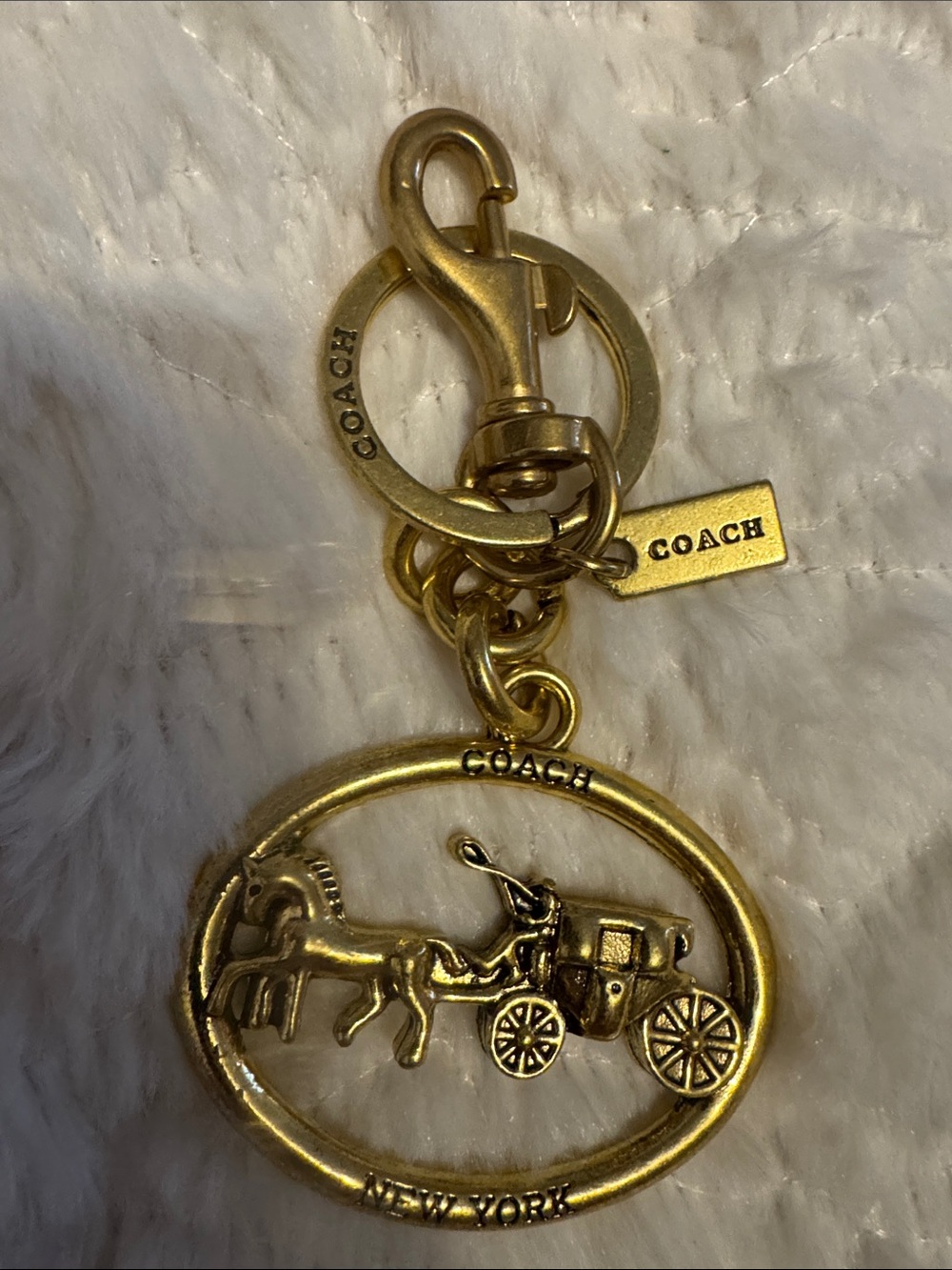 Coach Gold-Tone Horse & Carriage Charm Keyring